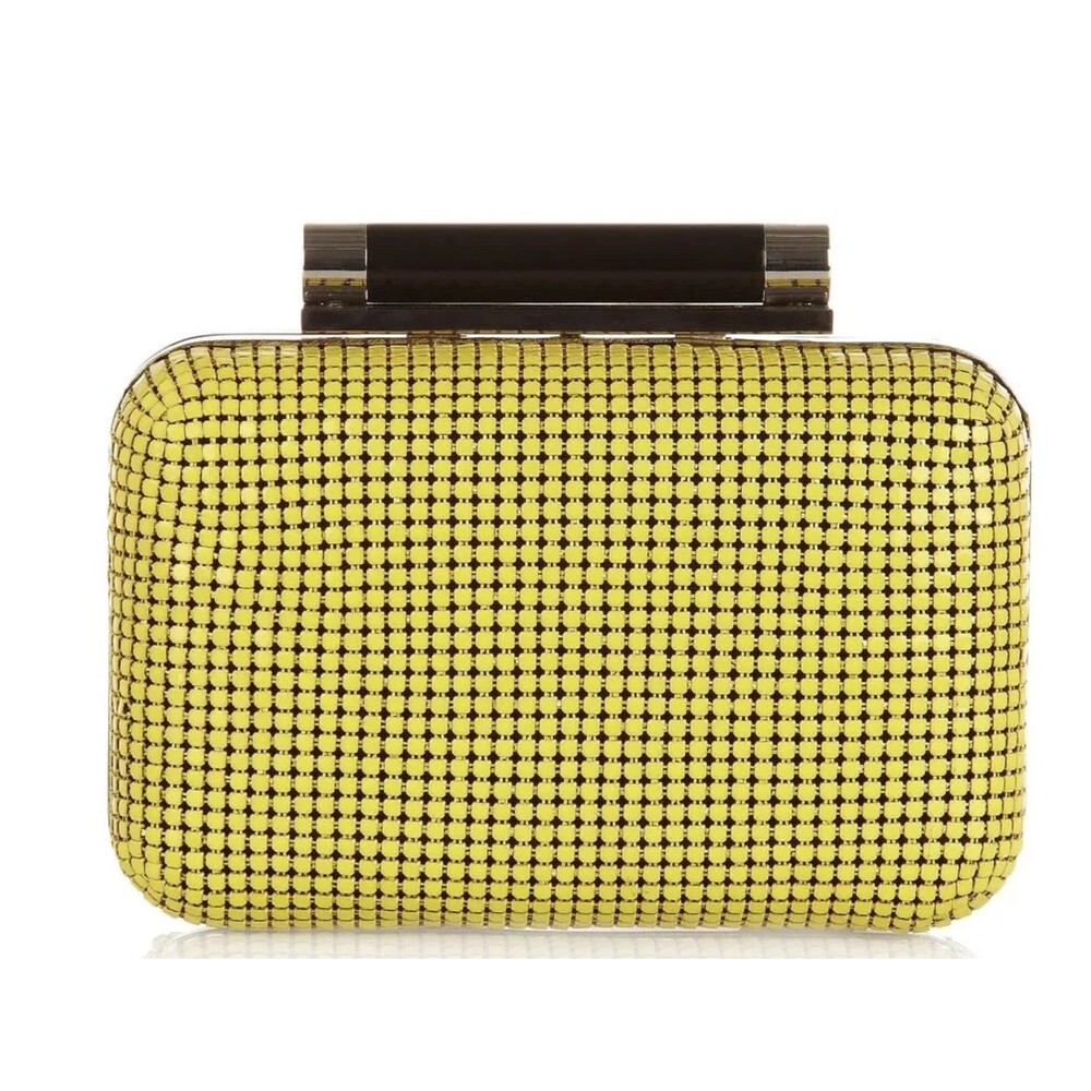 Diane von Furstenberg Yellow Metal Mesh Minaudière Clutch